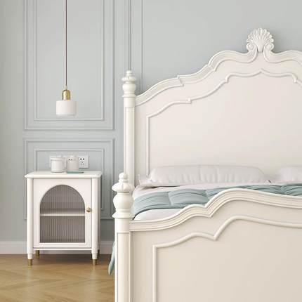 法式奶油风实木床卧气压储物1.8色米主白美式奢1.5IMG米公主轻婚