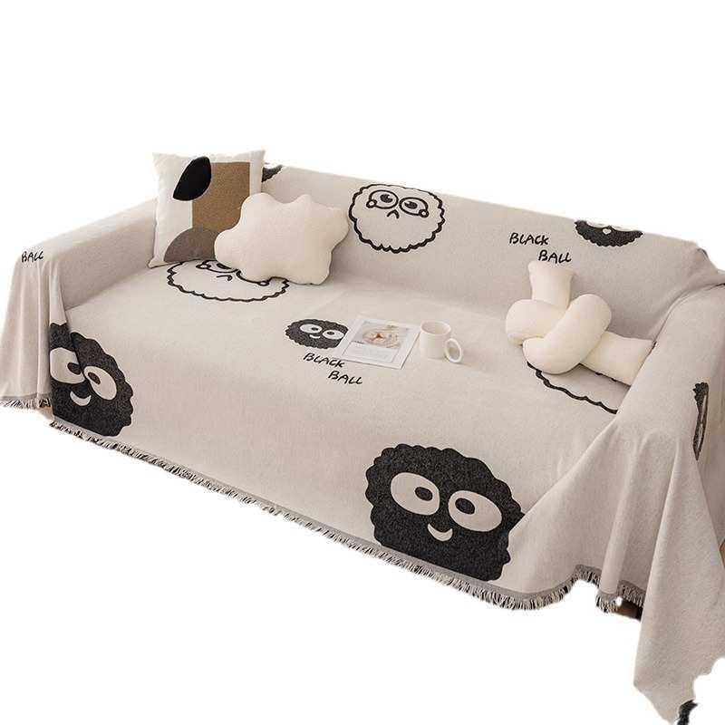 雪尼尔沙发盖布ins风卡通煤球沙发垫盖巾四季通用全包套罩沙发巾,居家布艺,沙发套,淘宝优惠券,粉丝福利购,淘宝优惠卷