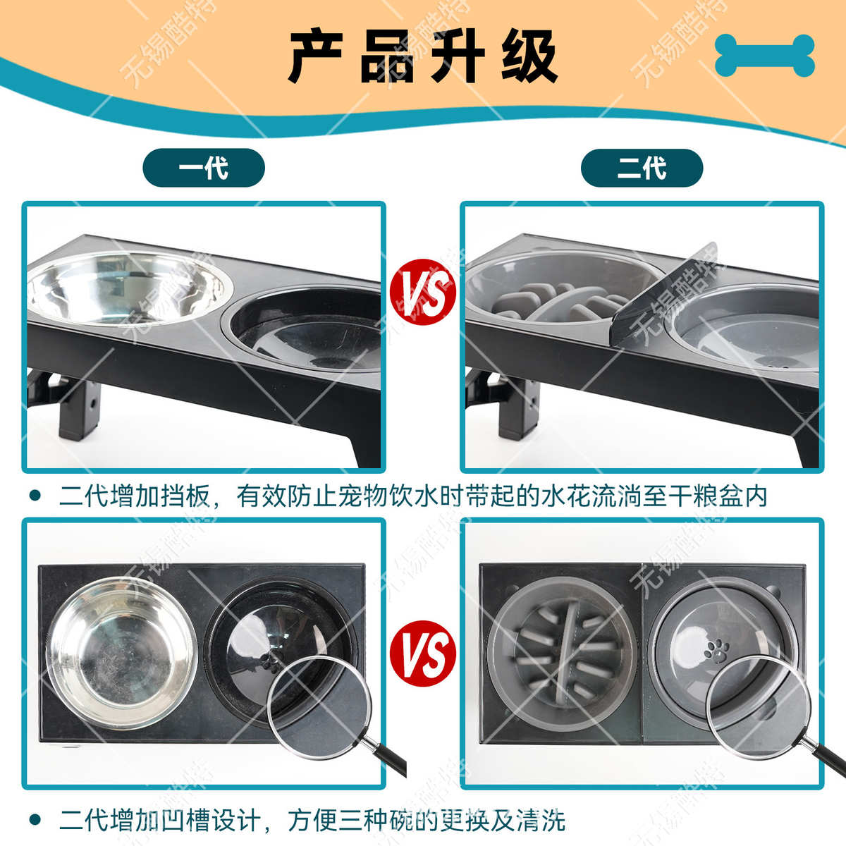 宠物升降狗狗碗缓食折叠盆慢食防噎加高饭碗双碗高架碗舔食碗