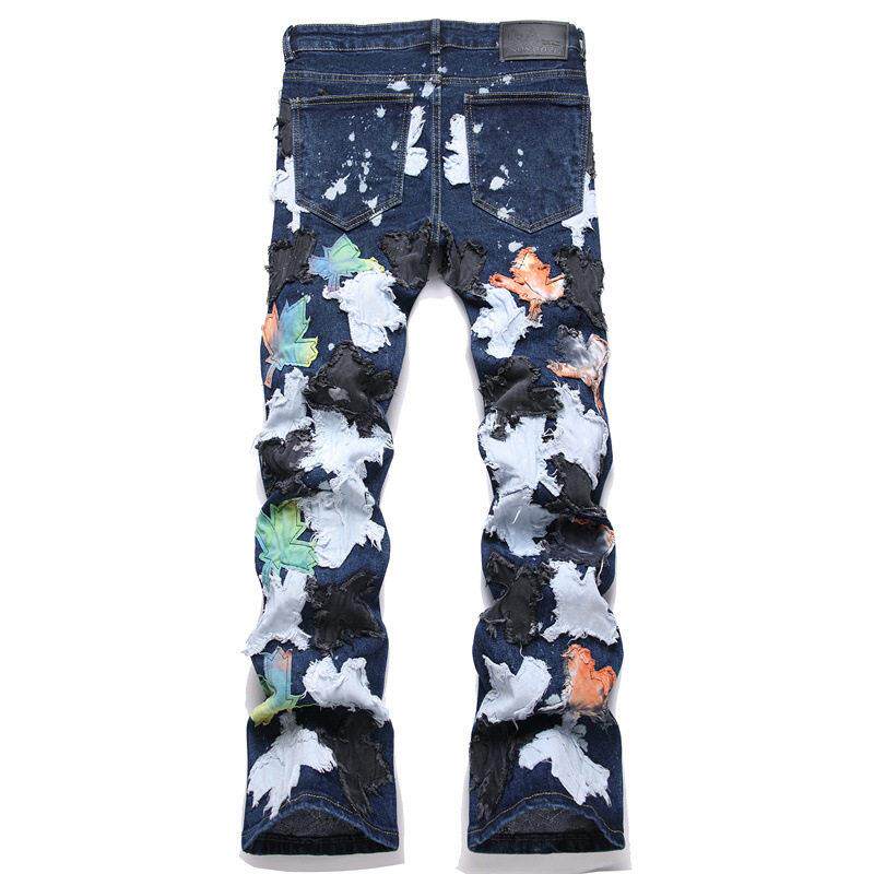Men Straight Patch Flared Jeans 男士贴布直筒修身喇叭牛仔裤