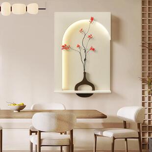 入户门正对墙玄关挂画现代简约餐厅饭厅装饰画轻奢led灯客厅壁画