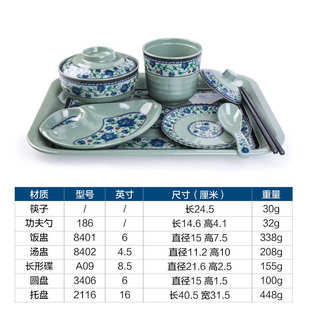 A5密胺仿瓷元 厂家批发 青花餐具套装 快餐餐具连锁店餐具饭店套装