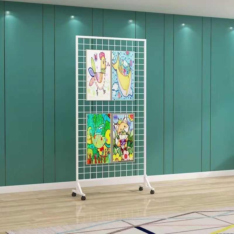 铁艺折叠网格展示架幼儿园作品画展画室美术室内户外可移动展览架