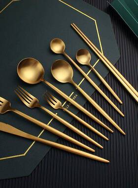 Gold Cutlery Set Stainless Steel Golden Knives Forks Spoons