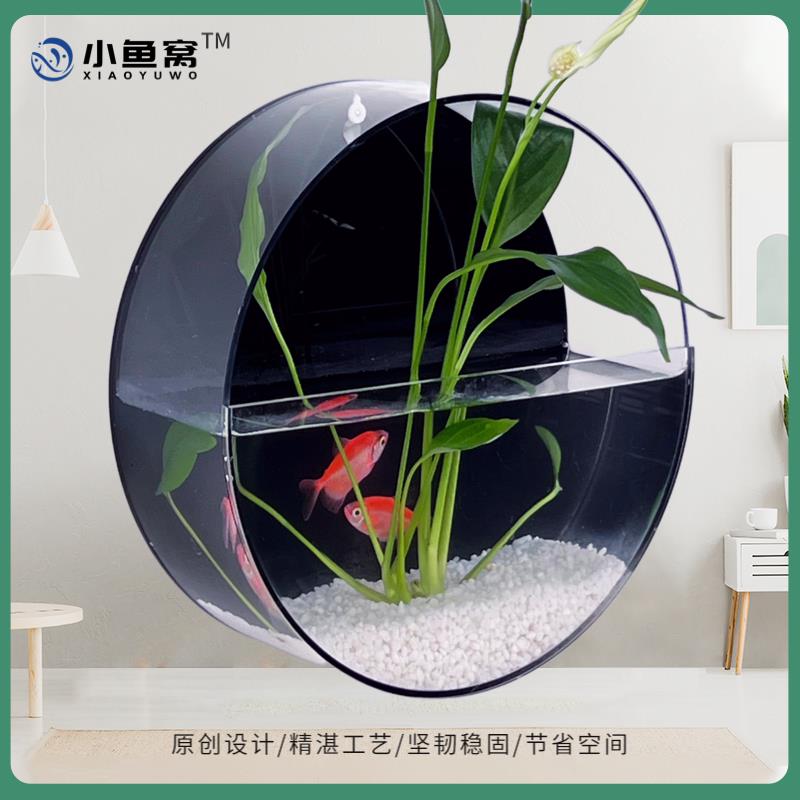 壁挂新款圆形亚克力花瓶盆鲜花水培容器玄关客厅墙面简约装饰