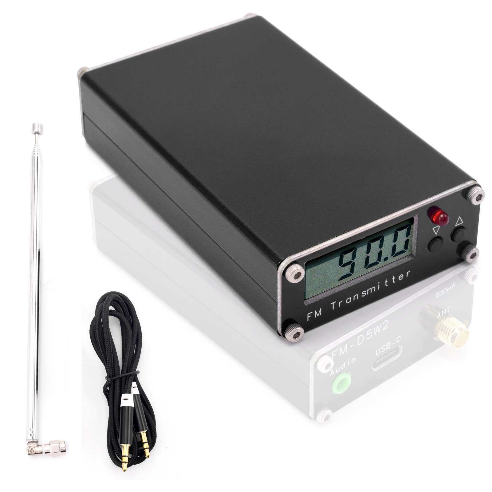 2千米FM发射机数字显示0.5W 500mW立体声76-108M英语听力FM-D5W2