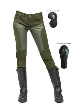 LOONG BIKER 摩托车牛仔裤女骑士夏季网眼透气军绿机车骑行防摔裤