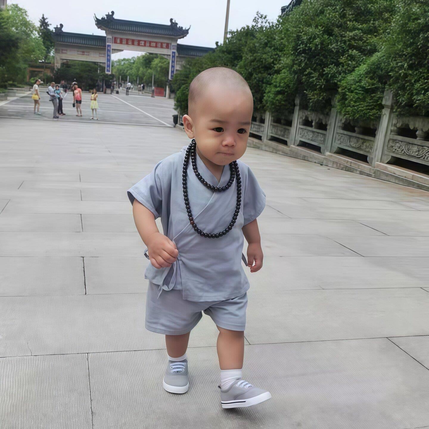 儿童和尚服三个小和尚演出服少林寺表演服一休幼儿小沙弥摄影服