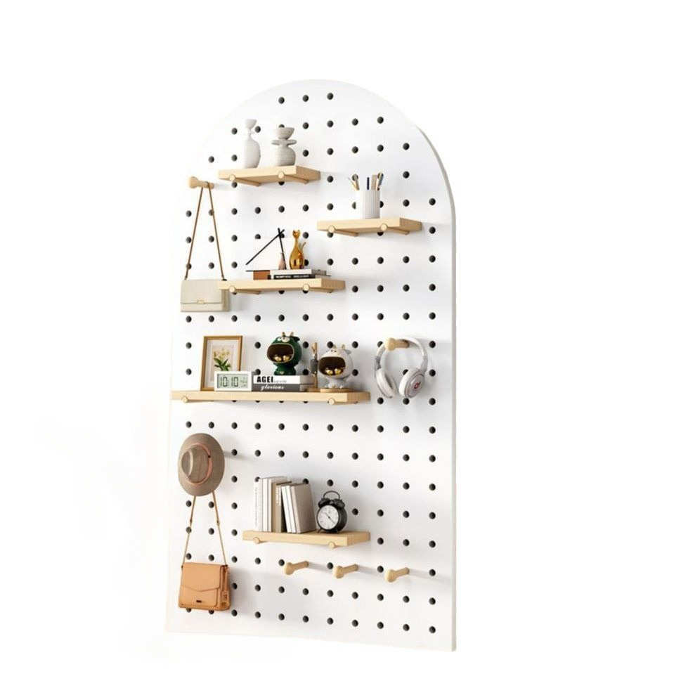 实木洞洞板定墙上制置物架客厅壁挂隔板收纳架背景墙简约木质书架