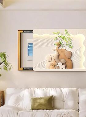电表WSI箱装饰画225新款0奶油风配电箱遮挡挂画象空箱弱电开大箱