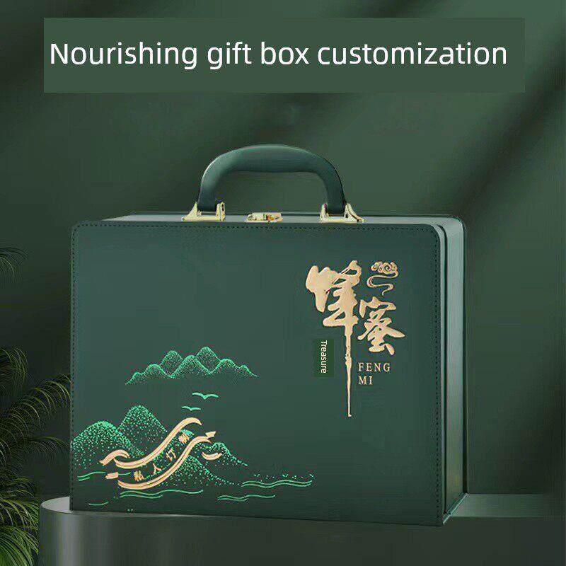 蜂蜜礼盒包装盒皮盒1.0公斤定制包装蜂蜜包装野生蜂蜜礼盒空盒子