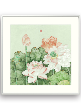 限量版画章君墨工笔【荷田田】餐厅卧室客厅宋代美学新中式挂画