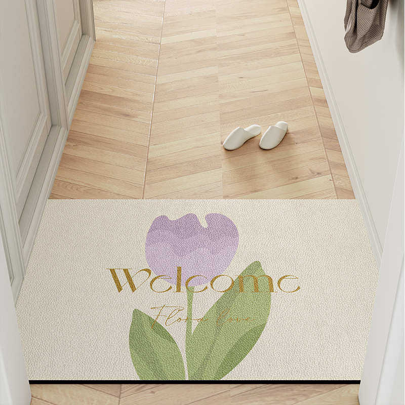 ins风郁金香入户门地垫可擦洗进门垫玄关皮革地毯防水防滑踩脚垫,居家布艺,家用脚垫,淘宝优惠券,粉丝福利购,淘宝优惠卷