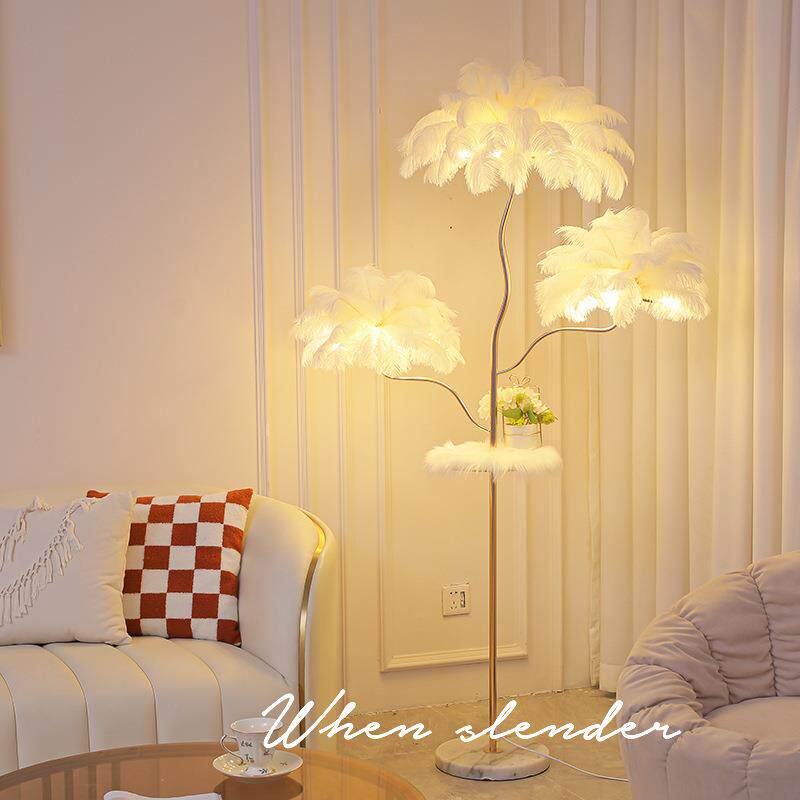 羽毛落地灯现代简约温馨氛围感网红直播间装饰灯客厅沙发立式台灯