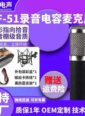 TF-51电容大振膜麦克风收音直播声卡话筒快手K歌有线降噪静噪