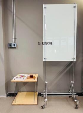 移动光轴画架办公室会议教学架创意玻璃白板海报架带轮门店咖啡店
