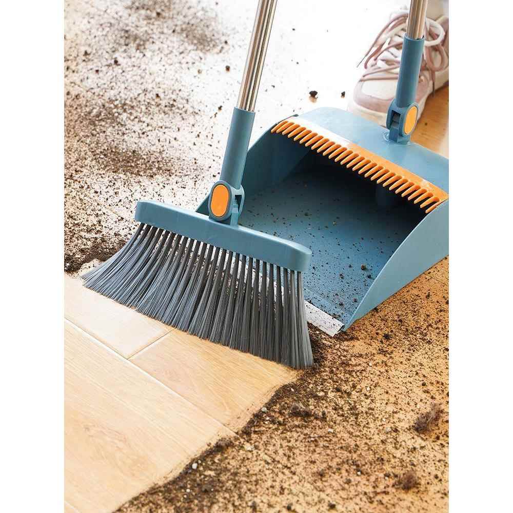 Broom and dustpan set with soft brush broom and dustpan set