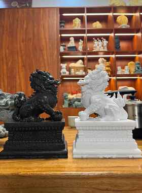 麒麟摆件一对店铺客厅家居卧室办公桌招财石雕汉白玉开业礼品