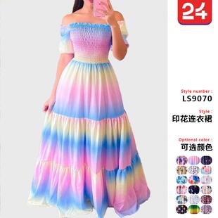 Women's dress with one shoulder, broken flower, exposed