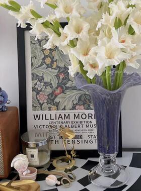 中古芬顿法式复古风灯玻璃花瓶摆件客厅餐桌插花高级感水培装饰