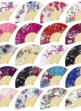Vintage Folding Fan Chinese Japanese Floral Pattern Dance