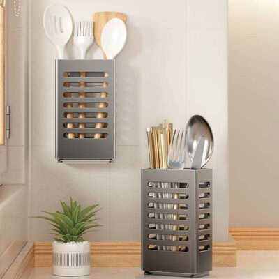 乐持家LOCIKA筷子筒厨房置物架壁挂式筷笼筷篓沥水餐具勺子收