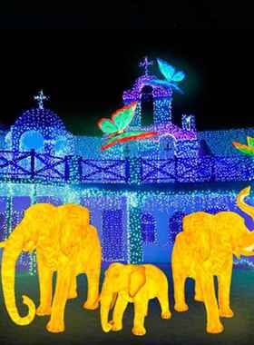 发光仿真大象景观灯光节摆件玻璃钢雕塑装饰户外动物落地模型亮化