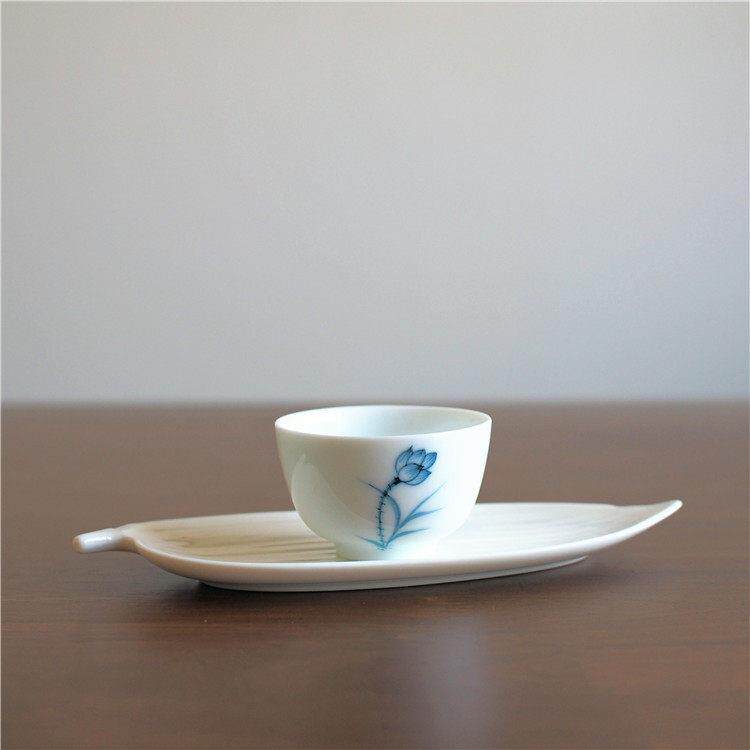 台湾茶具 茶杯 品茗杯莲花品杯手绘青花荷花品杯纯手工茶具风清堂