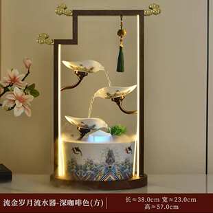 招财感玄关循环水客厅高级摆件新中式 饰品样板间 流水电视柜边几装