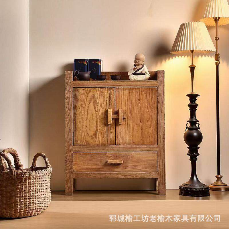 中式老榆木餐边柜茶水柜茶几家用靠墙收纳柜边柜实木民宿储物柜