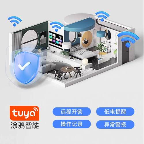 免开室公指纹锁房内间木门家用卧室密码SH02锁办室孔民宿电子智能