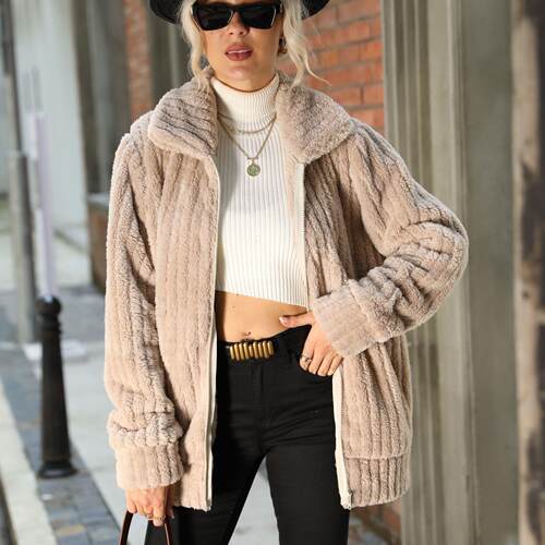 Flash velvet lapel, groove zipper, long sleeved, medium