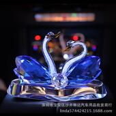 汽车摆件创意水晶天鹅汽车摆件情侣双天鹅水晶摆件车载装 饰品