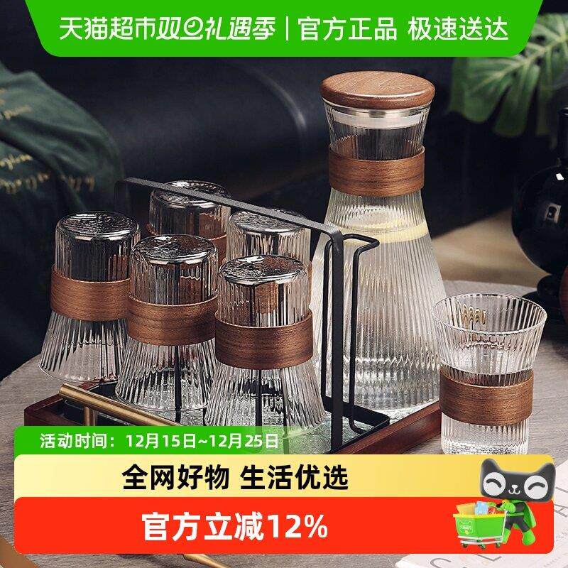新中式玻璃杯子家用耐高温茶杯喝水杯套装防烫客厅待客用杯具茶具