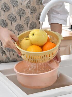 Double-layer plastic medium-sized kitchen fruit and vegetabl