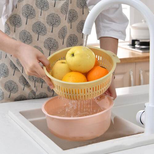 Double-layer plastic medium-sized kitchen fruit and vegetabl