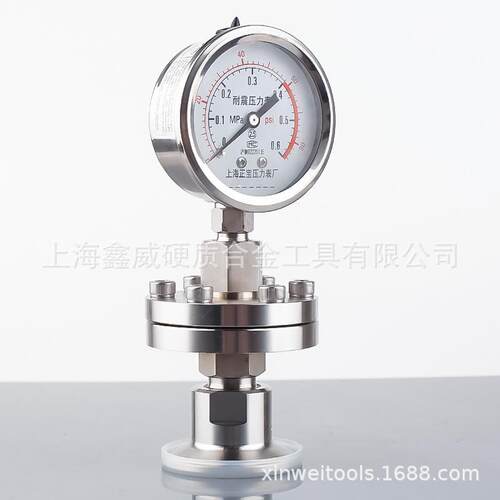正宝YN60-BFML耐震压力表螺纹对夹式防腐蚀隔膜压力表316不锈钢水