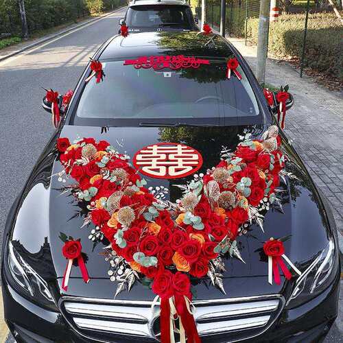 婚车装饰仿真花主婚车车头主婚花套装车队布置头车结婚礼花车