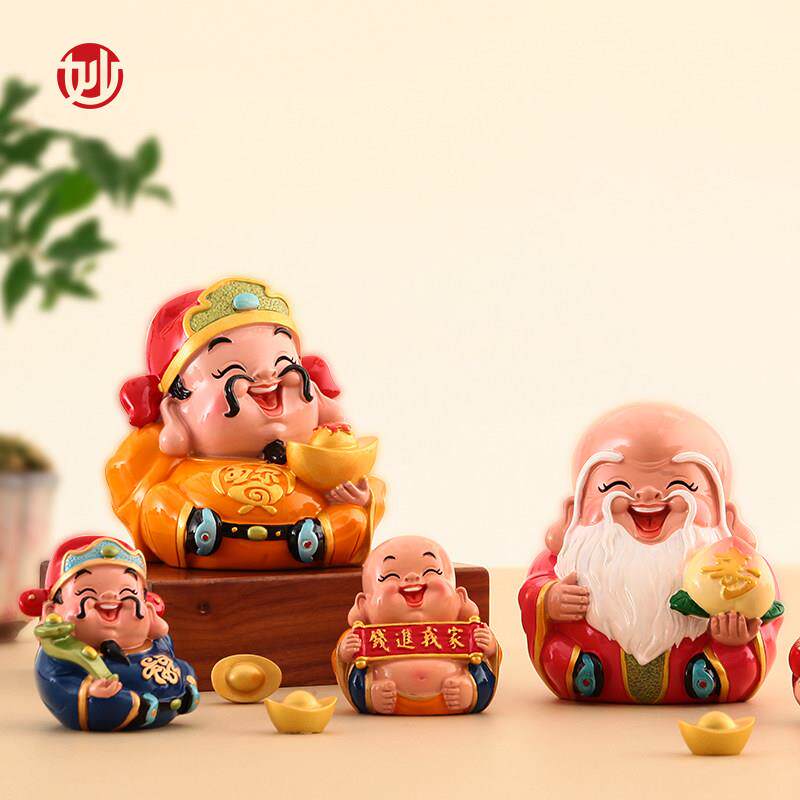 妙工坊 福禄寿喜财创意摆件卡通公仔办公桌装饰店铺开业乔迁礼品