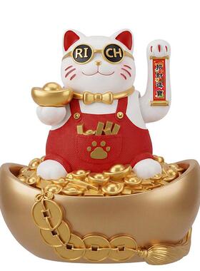 招财猫摆件自动招手摇手发财猫店铺收银台收钱装饰品新店开业礼物
