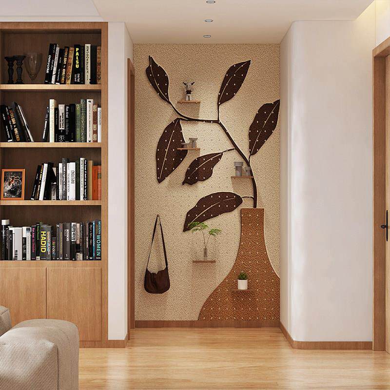 实木洞洞板置物架定制玄关入户造型墙遮挡电表箱墙面创意装饰收纳