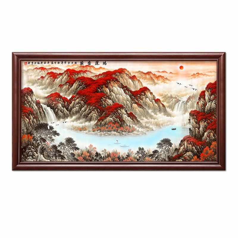 大尺寸新中式电表箱装饰画2024新款免打孔山水配电箱高端遮挡挂画
