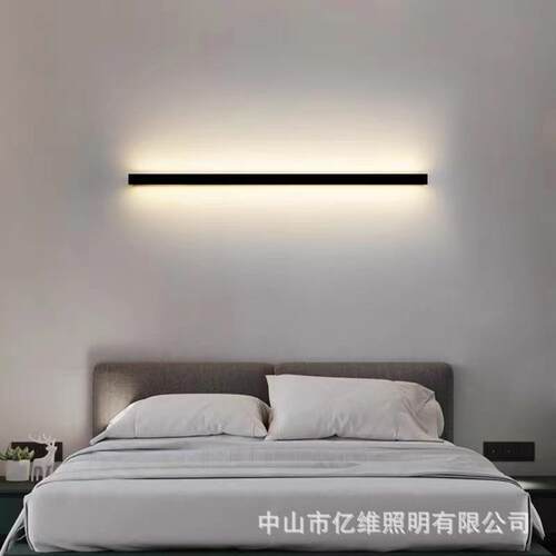一字壁灯现代简约两侧发光壁灯卧室客厅背景墙过道楼梯线条灯