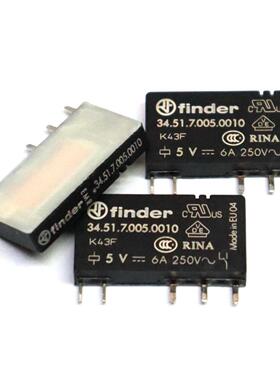 全新原装finder/芬德 34.51.7.005.0010 5VDC 6A 薄片进口继电器