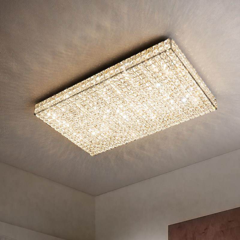 轻奢水晶客厅吸顶灯主卧灯长方形中山灯具现代简约大气2025年新款
