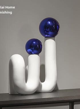 现代简约软装摆件创意弯曲白色艺术饰品样板房售楼部酒柜装饰陈设