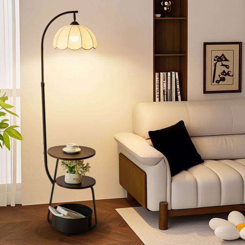 中古落地灯法式复古客厅沙发置物一体边几氛围灯卧室轻奢床头灯