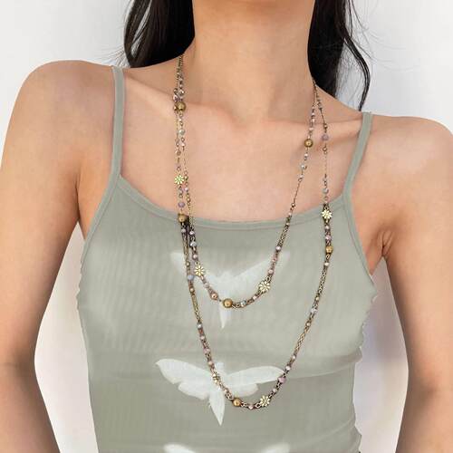 Beaded long necklace collarbone chain for women项链锁骨链女