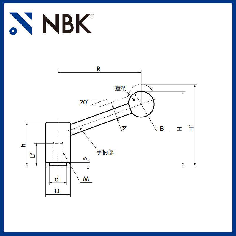 NBK LTF内螺纹张紧手柄 长旋转半径 强紧固力手柄手轮M10-M20厂家