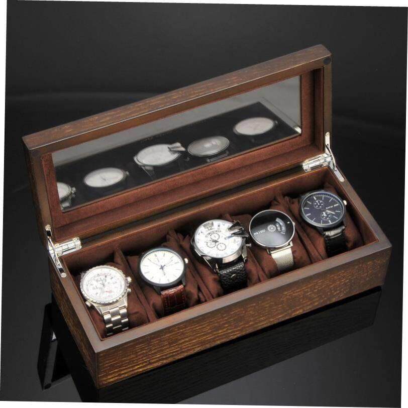 Watch box retro simple wooden portable storage watch case